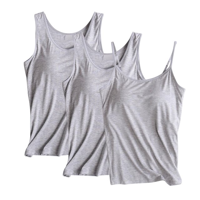 Diufon Lot de 3 Hauts Sans Manches pour Femmes Décontracté Ample Gym Entraînement Basique Été Col Rond Débardeur