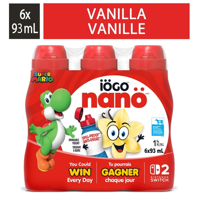 iÖGO nanö Drinkable Yogurt Bottle, Vanilla, 1%, Yogurt Drink