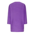 thumbnail image 4 of Qertyioot Chandail pour Femme Grande Taille Col Rond Tricot Élégant Manches 3/4 Chemise Confortable, 4 of 6