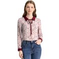 thumbnail image 1 of INSPIRE CHIC Women's Contrast Color Collar See Through Floral Blouse, 1 of 6