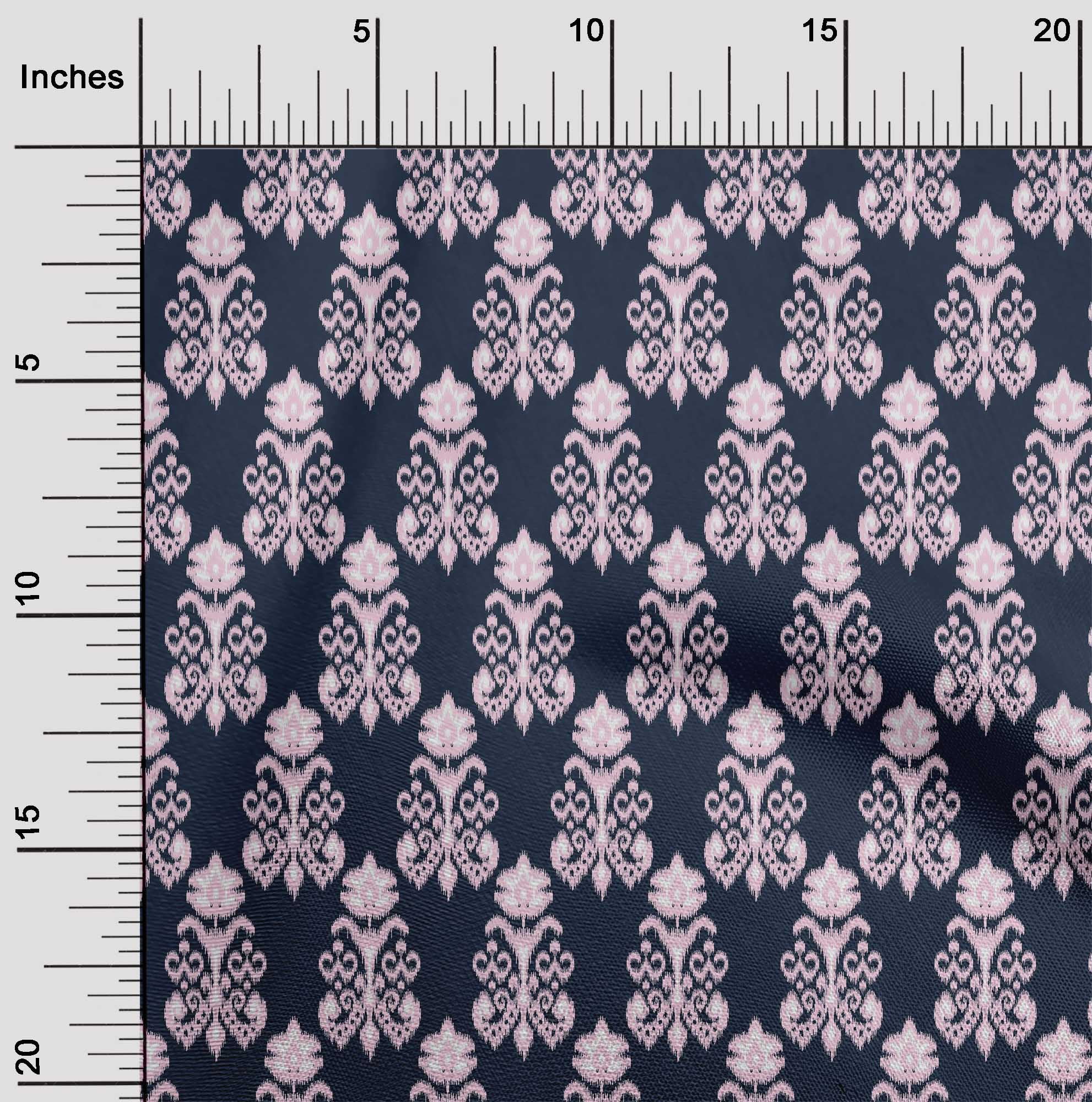 oneOone Georgette Viscose Fabric Floral Ikat Printed Fabric 1 Yard 42 Inch Wide