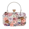 thumbnail image 2 of Sacs de Soirée à Pochette Florale pour Femmes avec Strass Métalliques Floraux Colorés, Pochette de Soirée, Sac à Main pour Mariage et Fête, Or, 2 of 8