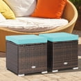 thumbnail image 1 of Costway 2 Pcs Poufs de Patio en Rotin Table d'Appoint Coffre de Rangement Repose-Pieds Turquoise, 1 of 10
