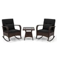 thumbnail image 2 of Costway 3 PCS Rocking Bistro Set with Removable Cushions & Tempered Glass Top Coffee Table Black, 2 of 10