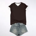 thumbnail image 3 of Besolor Summer Short Sleeve Shirts for Women Casual V Neck Solid Color Basic Tees Ladies Going out Tops, 3 of 3