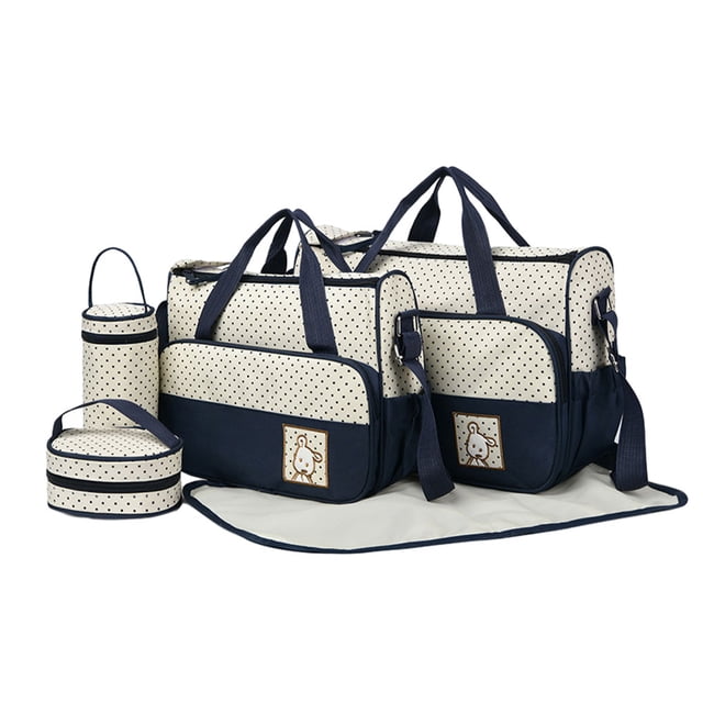Waterproof Diaper Nappy Changing Bag Set Large Capacity Diaper Bag Stylish Easy To Clean Eco-friendly Polyester dark blue
