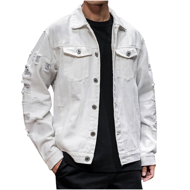 White Long Sleeve for Man Fall Winter Denim Hippy Victorian Western Ripped Renaissance Peasant Motorcycle Distressed Plain Steampunk Outfit Man Button 2025 4XL