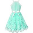 thumbnail image 2 of Girls Dress Turquoise Butterfly Embroidered Halter Dress Party 8 Years, 2 of 7