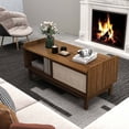 thumbnail image 4 of Costway Table Basse Rectangulaire avec Rangement, Porte Coulissante Tressée et Tablette Ajustable, 4 of 10