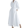 thumbnail image 1 of cfhntfmh Robes Décontractées pour Femmes à Manches Longues, Col à Revers, Col en V, Longue Robe Maxi avec Poches, Détente, Robe Formelle Évasée, 1 of 6