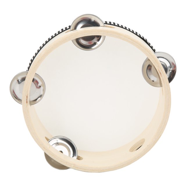 Handheld Tambourine Kids Tambourine Wooden Tambourine Percussion Instrument Handheld Tambourine Wooden 154mm Polyester Crisp Sound Educational Tambourine Drum For Performing