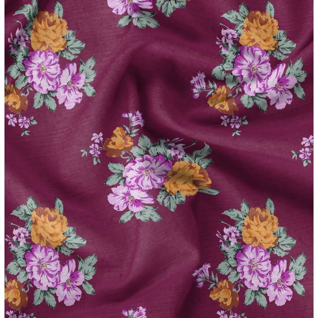 Soimoi Moss Georgette Fabric Florals Floral Printed Fabric 1 Yard 42 Inch Wide