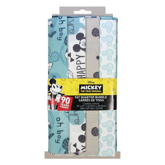 FABRIC CREATIONS Disney Mickey Mouse 4 pc Cotton Fat Quarter Bundle, 4x18x21