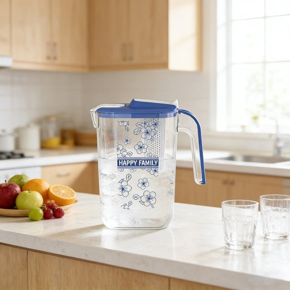 Large Capacity Cold Water Dispenser Pitcher with Spigot, Leakage-Proof Sealing Lid, Built-in Filter, Wide Mouth, Plastic Fruit Infuser Jug, 24×21×11 cm