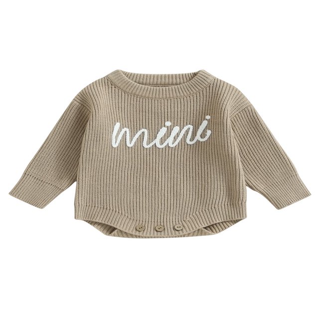 Nouveau-né Bébé Garçons Filles Pull Rompers Lettre Col Rond Manches Longues Tricot Combinaisons Automne Vêtements Bodysuits