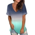 thumbnail image 2 of RKSTN Hauts Décontractés pour Femmes Blouse Imprimée Col en V Manches Courtes T-shirt Ample, 2 of 6
