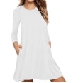 thumbnail image 2 of zanvin Hauts pour Femmes, Mode pour Dames Décontractée à Manches Longues, Robe T-shirt Ample Unie avec Poches, Chemise, 2 of 5