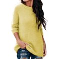 thumbnail image 2 of Innerwin Hauts en Tricot Manches Longues Femme Chandail Décontracté Col Rond Tunique Ample Blouse Jaune m, 2 of 7