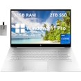thumbnail image 1 of HP Envy 17.3" FHD Laptop, Intel Core i7-1260P, 32GB RAM, 2TB SSD, Backlit Keyboard, Intel Iris Xe Graphics, Fingerprint Reader, Webcam, Windows 11 Pro, Silver, 32GB Hotface USB Card (Renewed), 1 of 7