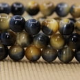 thumbnail image 4 of Bracelet Extensible Unisexe en Perles Rondes de 8 mm en Oeil de Tigre Bleu Doré Naturel, 4 of 5