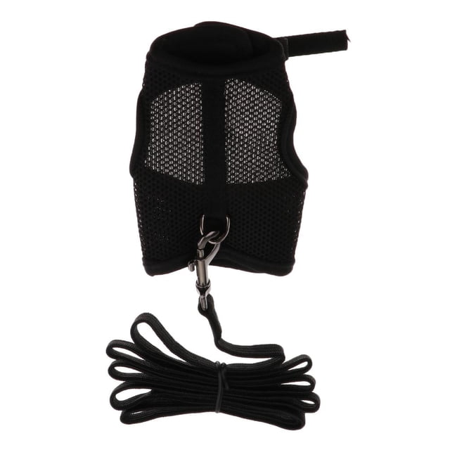 GROWTH TANK Rabbit Guinea Pig Rat Ferret Breathable Mesh Vest Harness Leash Lead Set Walking Black S