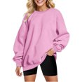thumbnail image 2 of Aboser Chandails à Col Rond pour Femmes, Coupe Ample, Décontractés, Unis, Chandail à Enfiler, Ample, Doux, Manches Longues, Blouse, Hauts, Tenues d'Automne 2024, 2 of 4