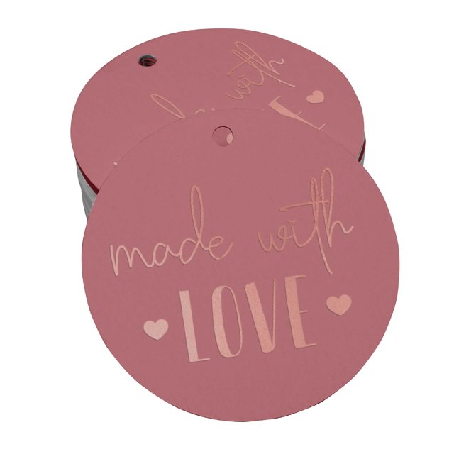Inkdotpot Real Rose Gold Foil Made With Love Text Tags Favor Hang Paper Tags 50 Pieces