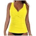 thumbnail image 1 of NIEWTR V-Neck Tankini Tops For Women Backless Adjusting Strap Bathing Suits Tummy Control Push Up Swimsuit Top(Yellow,L), 1 of 9