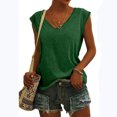 thumbnail image 2 of Pompotops Fashion Woman Causal V-Neck Solid Blouse Sleeveless T-Shirt Summer Tops, 2 of 4