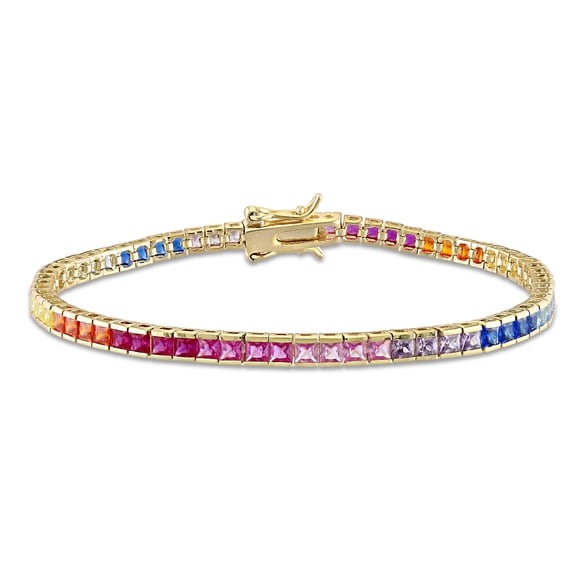 Miabella 8 CT TGW Multi-Color Cubic Zirconia Tennis Bracelet in Yellow Plated Sterling Silver