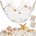 thumbnail image 3 of 2 Pcs Filet de Pêche Décoration Beige Filet Nautique en Coton Filet Décoratif de Pêche Suspensions Murales à Thème Océan Filet, 3 of 6