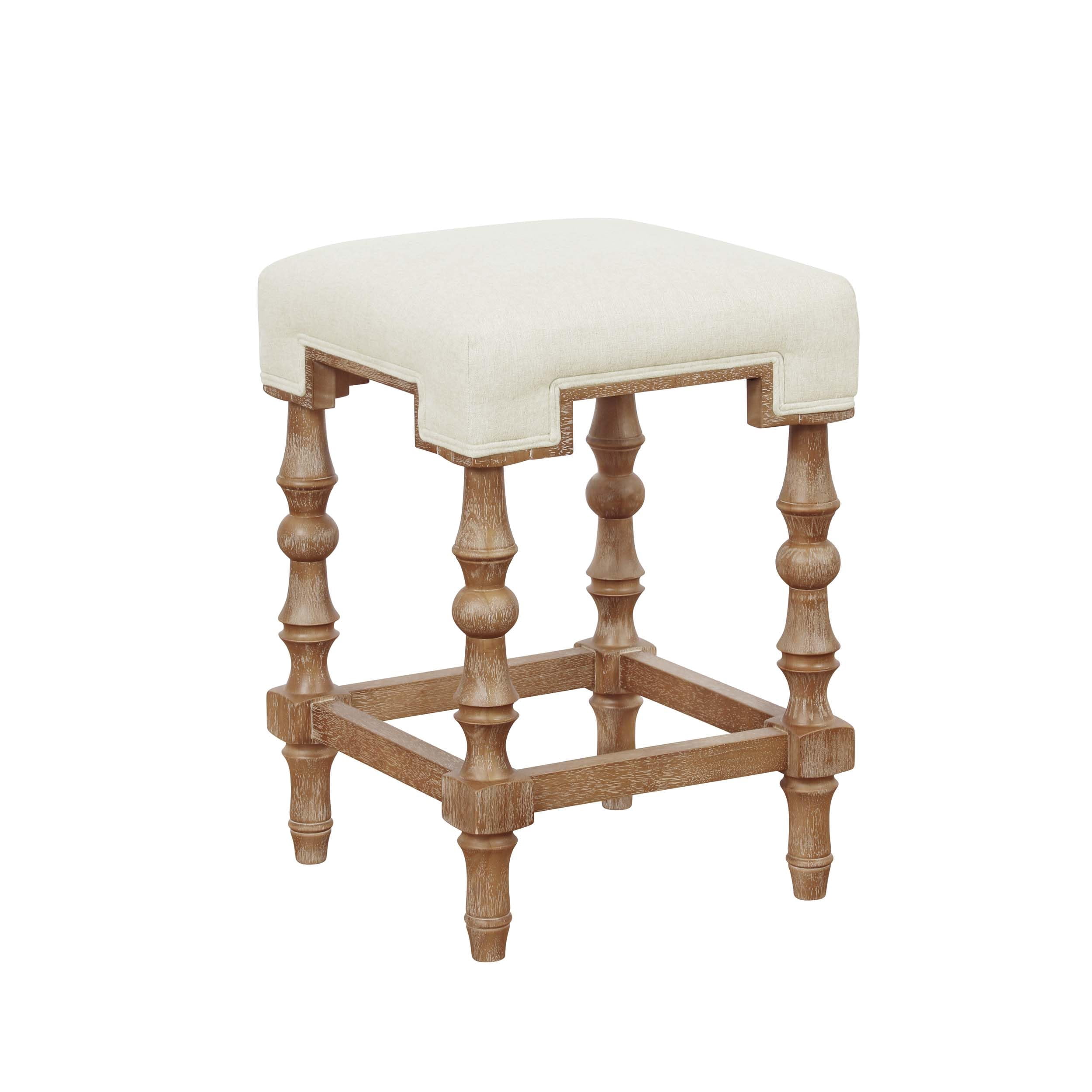 Riverbay Furniture Elm Wood Beige/Brown Counter Stool Backless 24" Assembled