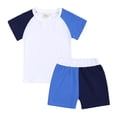 thumbnail image 1 of Shirts for girls Solid Color Threaded Round Neck Short Sleeved And Shorts Two-Piece Set, 1 of 7