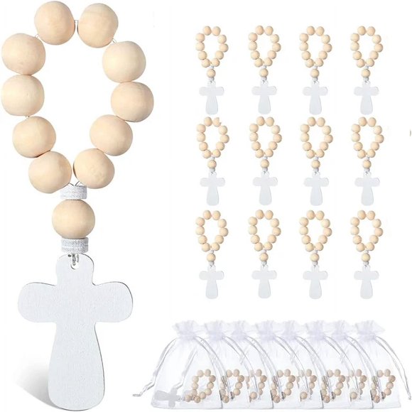 Wooden Cross Bless Small Finger Rosary Boy Girl 1St First Holy Communion Baptism Christening Thank You Gift Religious Favor