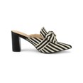 thumbnail image 3 of BLISSFUL STEP Women Stripe Bow Pointed Toe Block Heel Slides Mules Black 9, 3 of 8