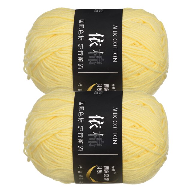 Unique Bargains Fil Acrylique Jaune Pâle, Lot de 2 Écheveaux de 50 G. Deux Écheveaux de Fil Acrylique Doux dans une Teinte Jaune Pâle, Chacun Pesant 50 g et Mesurant 2 mm de Diamètre. Idéal pour le Tricot, le Crochet et Divers Projets d'Artisanat DIY comme les Écharpes, Couvertures et Ornements. Durable et Léger, Convient aux Débutants et aux Artisans Expérimentés.