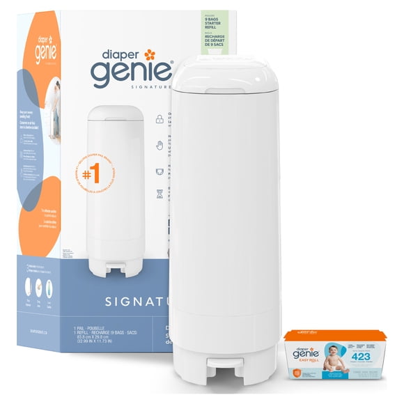 Poubelle à couches bloque-odeur Diaper Genie Signature - Blanc - 9 sacs de départ