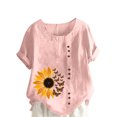 thumbnail image 1 of CEHVOM T-Shirt Ample Décontracté d'Été pour Femme à Col Rond, Manches Courtes, Imprimé Floral, 1 of 5