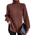 thumbnail image 1 of Innerwin Chandails à Col Roulé pour Femmes Chandail de Travail Manches Longues Ample Tricoté Marron TP, 1 of 2