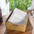 thumbnail image 4 of Retro Hand-woven Seaweed Storage Basket Household Rectangular Sundries Organizer Storage Box for Home Clothes - 36X26X12CM (L  Yellow), 4 of 6