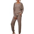 thumbnail image 2 of Innerwin Loungwear Elastic Waist Ladies Nightwear Sleep Drawstring With Pockets Sleepwear Coffee 2XL, 2 of 6