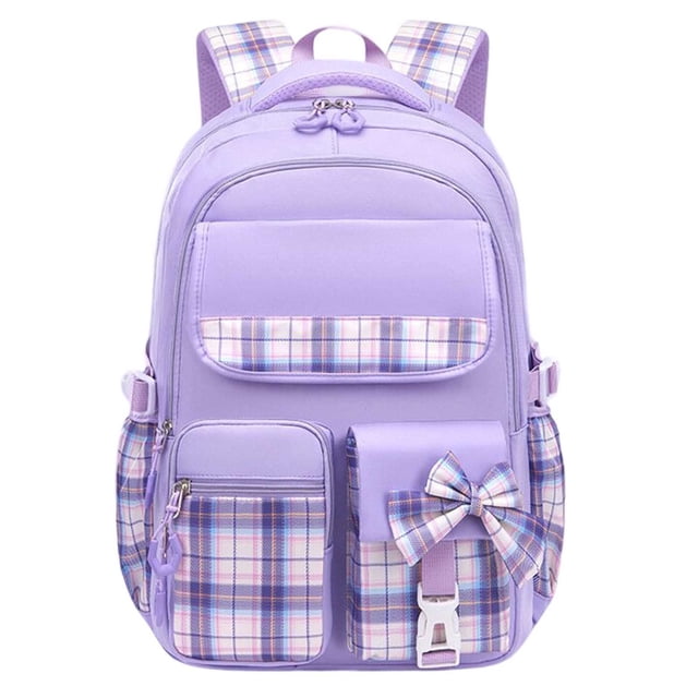 Ediodpoh Girls School Backpack For Grades 1-6 Lightweight Spine Support Large Capacity Bookbag For Ages 7-16 Light Purple