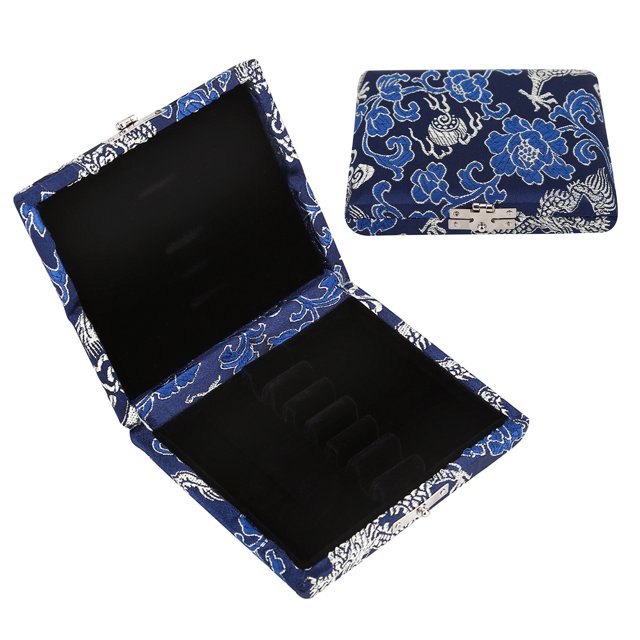 6pcs Oboe Reeds Case, Portable Wooden Silk Cloth Cover Reed Case Holder Storage Box for Oboe Equipment