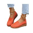 thumbnail image 3 of Woobling Mocassins pour Femmes à Tige Basse Chaussures Plates Bout Rond Ballerines Légères Mocassins de Conduite Orange 6, 3 of 5