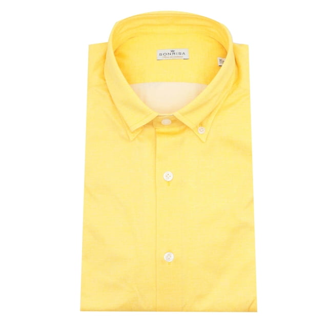Sonrisa Chemise Habillée Fior Di Cotone Jaune Doré pour Homme - TG