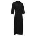 thumbnail image 4 of Fridja Femmes Occasionnels Bandage en Vrac Demi-Manche Solide V-Cou Robe Cheville-Longueur, 4 of 5