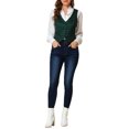 thumbnail image 2 of INSPIRE CHIC Veste Sans Manches à Carreaux Extensible Asymétrique pour Femme, Col en V, Taille Froncée, Boutonnée, Verte 2TG, 2 of 7