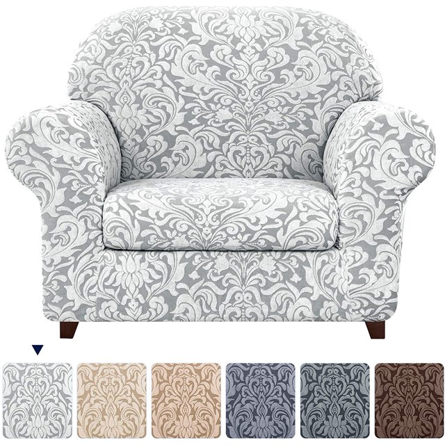 Subtrex Housse Extensible 2 Pcs Lavable pour Fauteuil/coussin d'Amour/sofa/TG-Sofa, Motif Damassé Jacquard