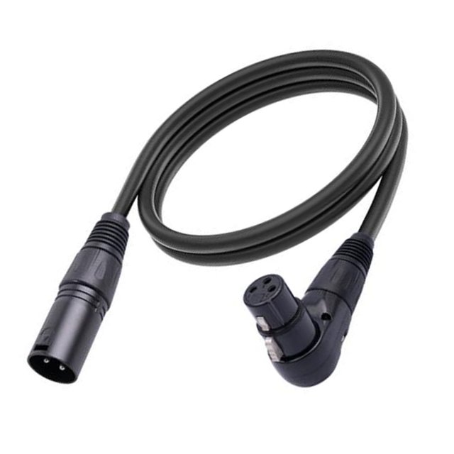 XLR Microphone Extension Cable Adapter, 90 XLR Female to Straight XLR Male Cable with Self Locking Design, PVC 3 Pin Mic Connector for Speaker