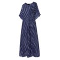 thumbnail image 3 of Robe Décontractée pour Femmes Grande Taille à Col Rond, Manches Courtes, à Pois Peints, 3 of 9